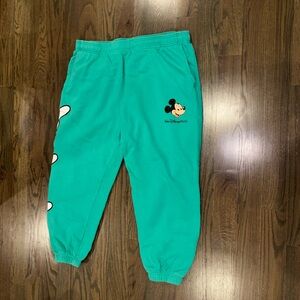 Disney Mickey Peace teal joggers; unisex sizing XL; gently worn